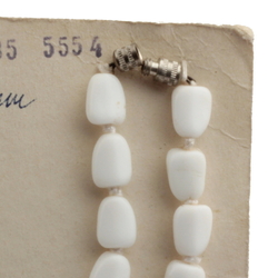 Vintage 53" knotted necklace Czech white teardrop glass beads