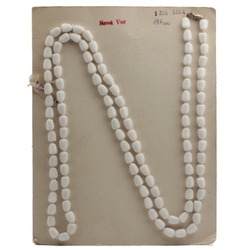 Vintage 53" knotted necklace Czech white teardrop glass beads