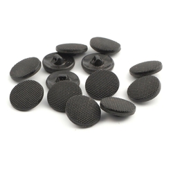 Lot (13) vintage Deco Czech dimple imitation fabric black glass buttons 18mm