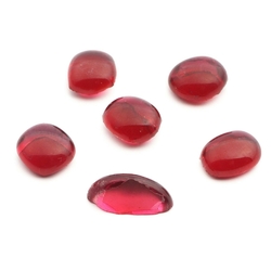 Lot (6) Czech antique cranberry pink glass cabochons drops craft gems