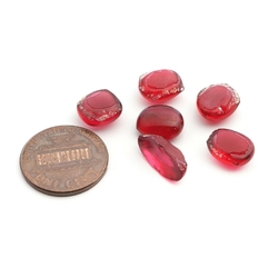 Lot (6) Czech antique cranberry pink glass cabochons drops craft gems
