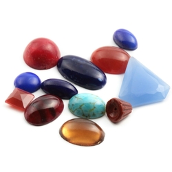 Lot (11) Czech vintage assorted glass cabochons rhinestones bead