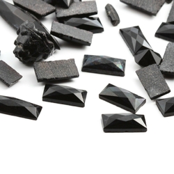 Lot (67) Czech vintage black and hematite flatback glass rhinestones and beads