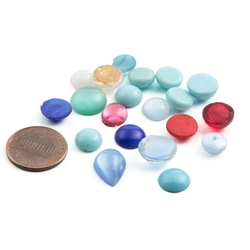 Lot (19) Czech vintage assorted plain and moonglow glass cabochons