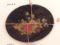 Lot (2) Rare Antique Victorian Czech reverse tinsel painted glass floral miniatures