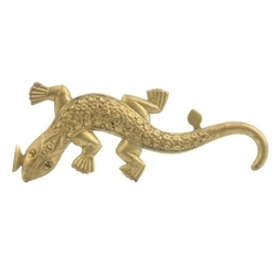 Vintage press stamped gold tone metal lizard pin brooch finding