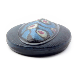 Czech Victorian metallic imitation fabric black 2 hole connector glass bead 32mm