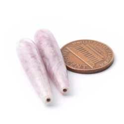 Lot (2) 33mm antique Czech lampwork lilac marbled earring headpin glass beads