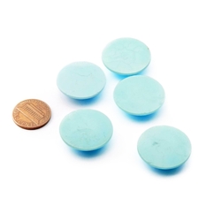 Lot (5) 25mm Czech vintage round pastel blue glass cabochons