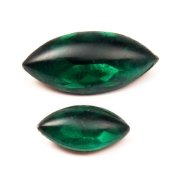 Lot (2) Czech vintage Emerald oval glass rhinestones Kittay and Blitz New York
