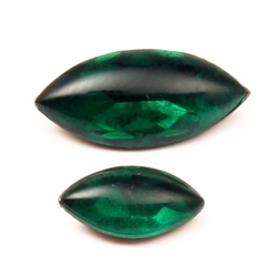 Lot (2) Czech vintage Emerald oval glass rhinestones Kittay and Blitz New York