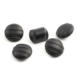Lot (5) vintage 1930's Czech small black round rectangle glass buttons