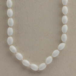 Vintage hand tied necklace Czech white oval glass beads