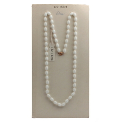 Vintage hand tied necklace Czech white oval glass beads