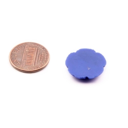 Vintage Czech realistic blue pansy flower art glass cabochon 19mm