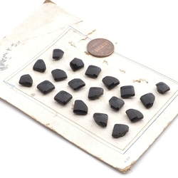 Lot (7) Czech antique Victorian square faceted black dimi glass buttons 9mm
