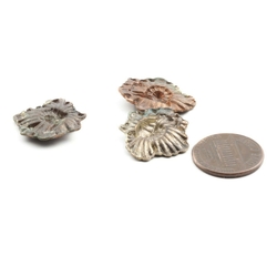 Lot (3) Vintage Deco Czech stamped metal flower brooch jewelry findings