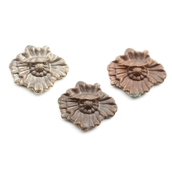 Lot (3) Vintage Deco Czech stamped metal flower brooch jewelry findings