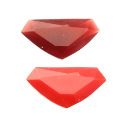 Lot (2) 31mm Czech Deco vintage carnelian orange pentagon glass rhinestones