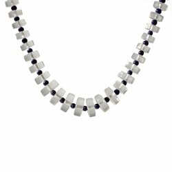 Vintage Art Deco necklace clear gradual rondelle faceted Czech glass beads