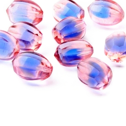 Lot (10) Czech vintage melon faceted blue bicolor headpin pendant glass beads