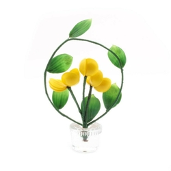 Vintage Czech lampwork glass bead yellow flower bouquet decoration ornament
