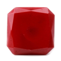 Czech Deco vintage octagon faceted carnelian red glass rhinestone 20mm