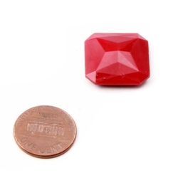 Czech Deco vintage octagon faceted carnelian red glass rhinestone 20mm