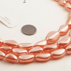 Czech vintage 3 strand necklace pearl orange pink nugget glass beads