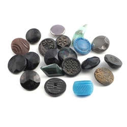 Lot (20) Czech Victorian Deco antique geometric floral small glass buttons