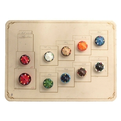 Sample card (10) Czech antique Art Deco hand painted geometric flower buttons