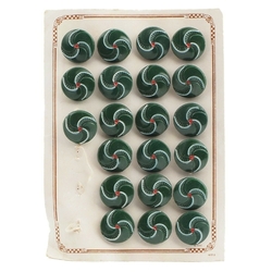 Card (21) Vintage Czech Deco 1920's hand painted brown spiral glass buttons 18mm