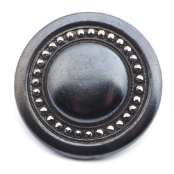 Antique Czech imitation silver marcasite pewter lustre black glass button 27mm