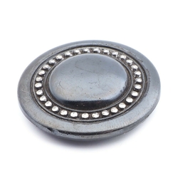 Antique Czech imitation silver marcasite pewter lustre black glass button 27mm