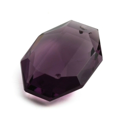 Czech antique hand cut purple amethyst hexagon faceted pendant glass bead 26mm