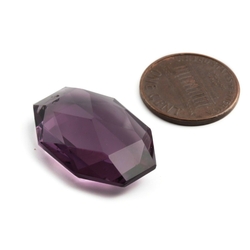 Czech antique hand cut purple amethyst hexagon faceted pendant glass bead 26mm