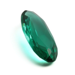 Large antique Czech hand cut green oval faceted glass rhinestone 22x10mm