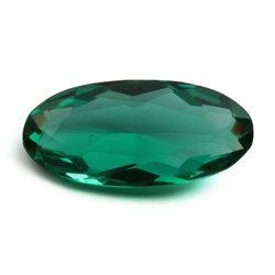 Large antique Czech hand cut green oval faceted glass rhinestone 22x10mm