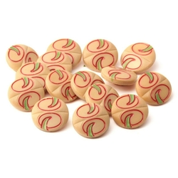 Lot (15) Vintage Czech green red hand painted abstract beige glass buttons 18mm
