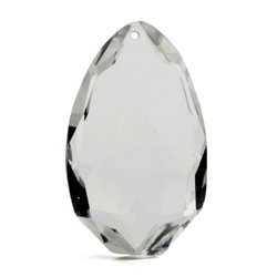 Czech antique hand cut crystal clear oval faceted pendant glass bead 36mm