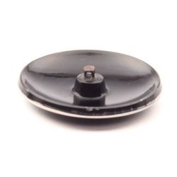 Antique Victorian Czech floral lacy style silvered black glass button 40mm