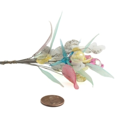 Lot (28) Czech lampwork glass flower and petal headpin stem craft beads