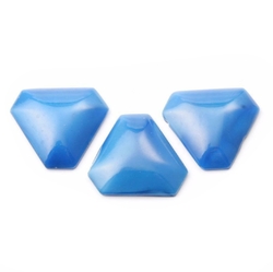 Lot (3) antique Deco Czech blue satin triangle glass cabochons 26x24mm