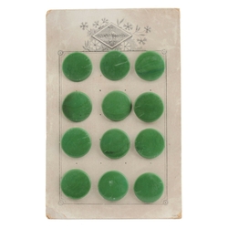 Card (12) Czech Vintage 1930's green round depression glass buttons 22mm