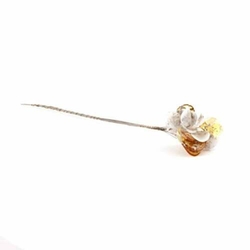 Lot (27) Czech lampwork glass Uranium topaz opaline flower petal headpin beads stems