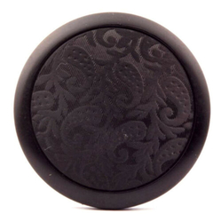 Large antique Victorian Czech floral lacy style Paisley black glass button 50mm