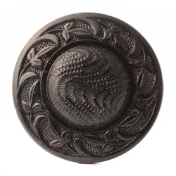Czech Art Nouveau floral black glass hat pin topper bead 35mm