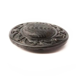 Czech Art Nouveau floral black glass hat pin topper bead 35mm