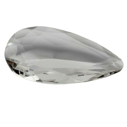 Large antique Czech hand cut teardrop crystal clear glass rhinestone 48x25mm