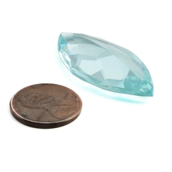 Large antique Czech hand cut crystal clear oval eye glass rhinestone 38x18mm